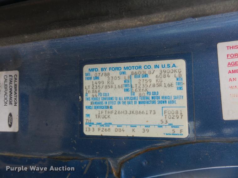 image for item DD9306 1988 Ford F250 HD flatbed pickup truck