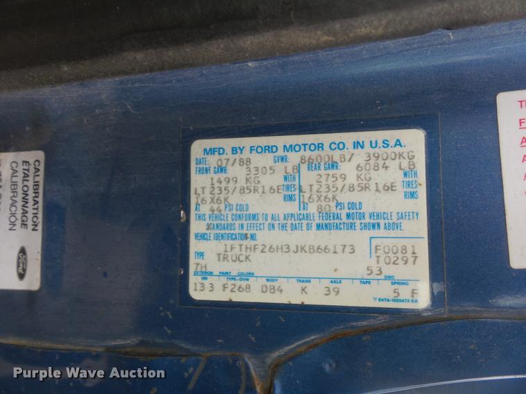 image for item DD9306 1988 Ford F250 HD flatbed pickup truck