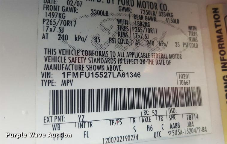 image for item DD9336 2007 Ford Expedition SUV