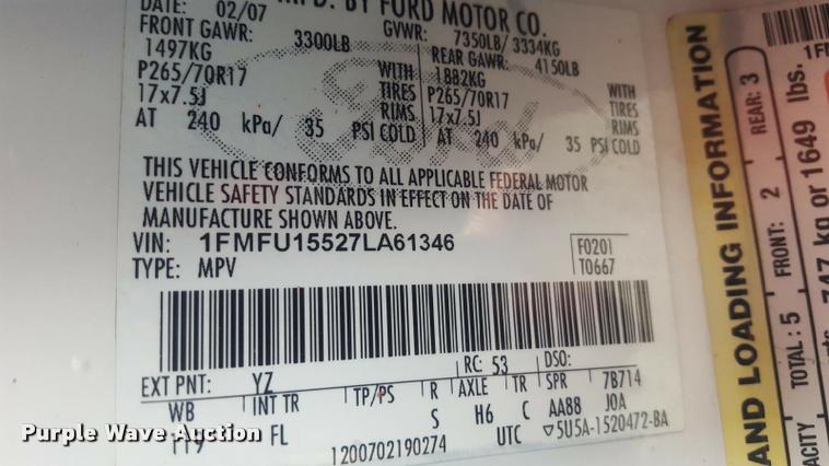 image for item DD9336 2007 Ford Expedition SUV