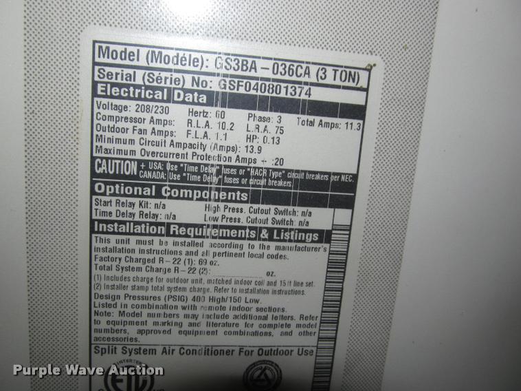 image for item DT9157 (2) Mammoth GS3BA-036CA air conditioners