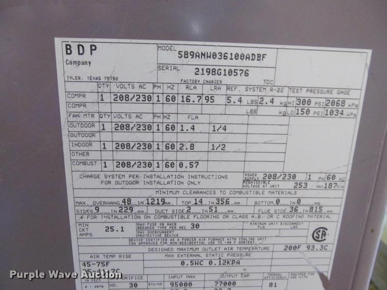 image for item DT9168 Bryant 589A AC and heat unit