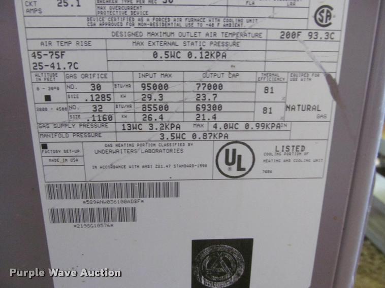 image for item DT9168 Bryant 589A AC and heat unit