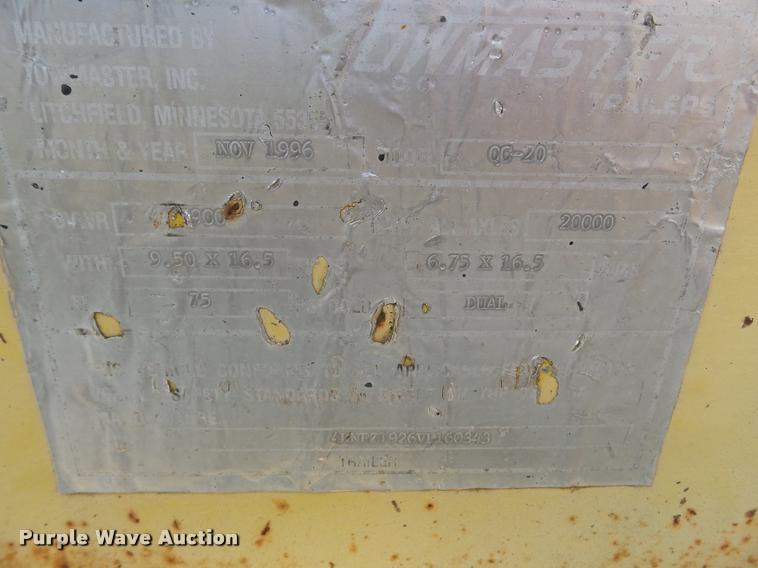 image for item K3285 1997 Towmaster 0020 equipment trailer