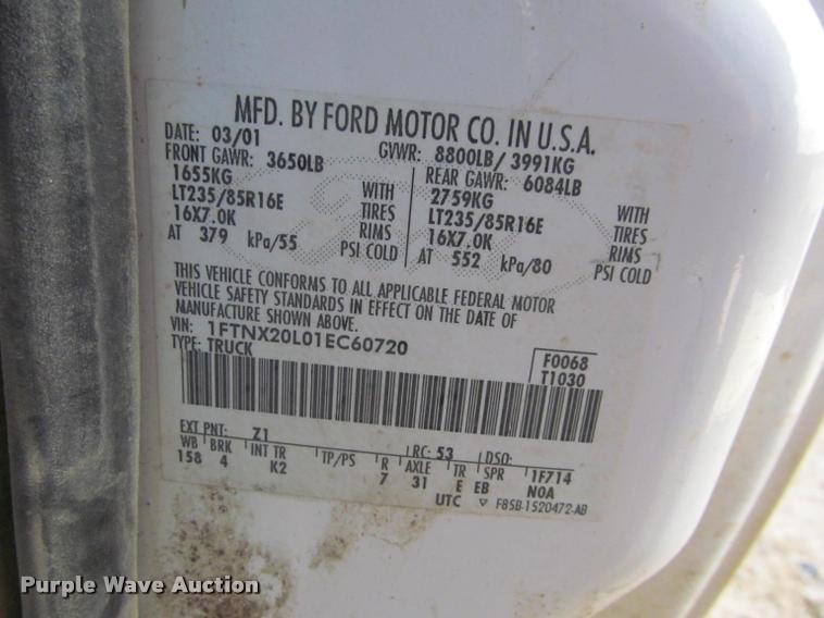 image for item K4923 2001 Ford F250 Super Duty XL SuperCab pickup truck