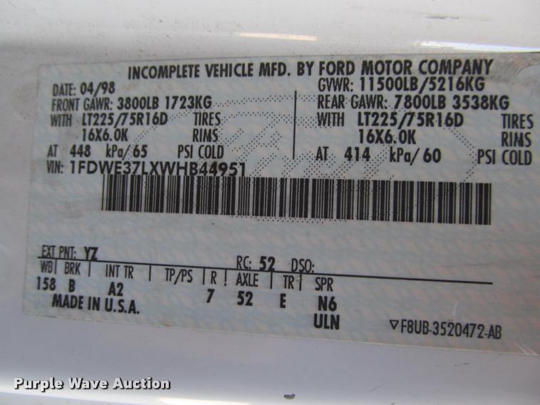 image for item K4924 1998 Ford Econoline E350 box truck