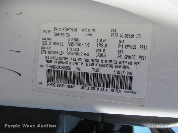 image for item K4927 2004 Dodge Ram 1500 pickup truck