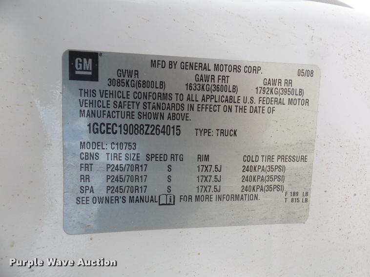 image for item L4682 2008 Chevrolet Silverado 1500 Ext. Cab pickup truck