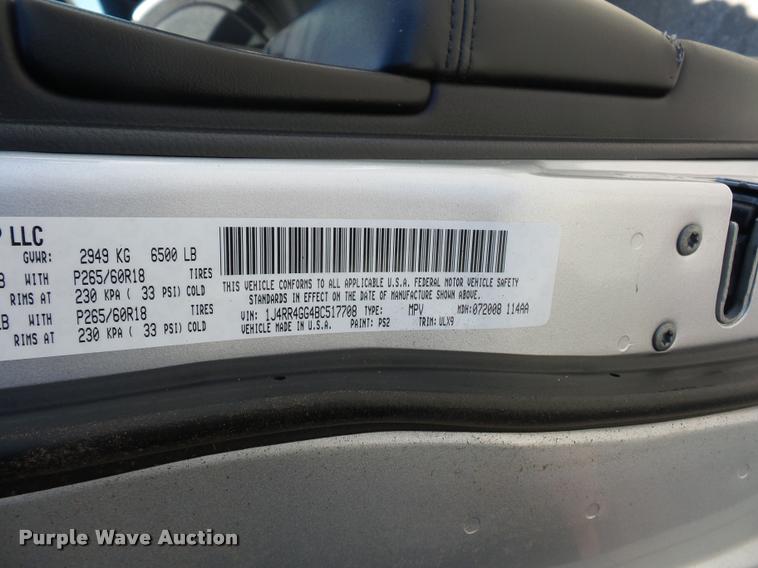 image for item L4711 2011 Jeep Grand Cherokee SUV