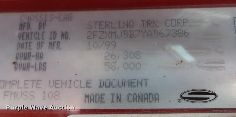 image for item CB9950 2000 Sterling L8513 dump truck