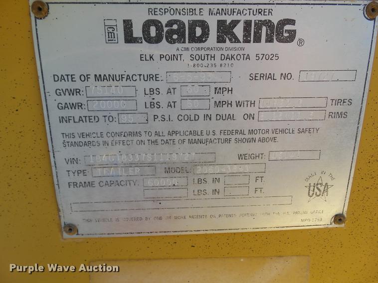 image for item CB9957 1995 Load King bottom dump trailer