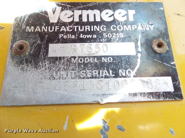 image for item CB9986 2006 Vermeer RT650 vibratory plow