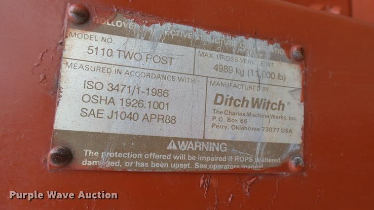 image for item DA0482 1992 Ditch Witch 5110 trencher