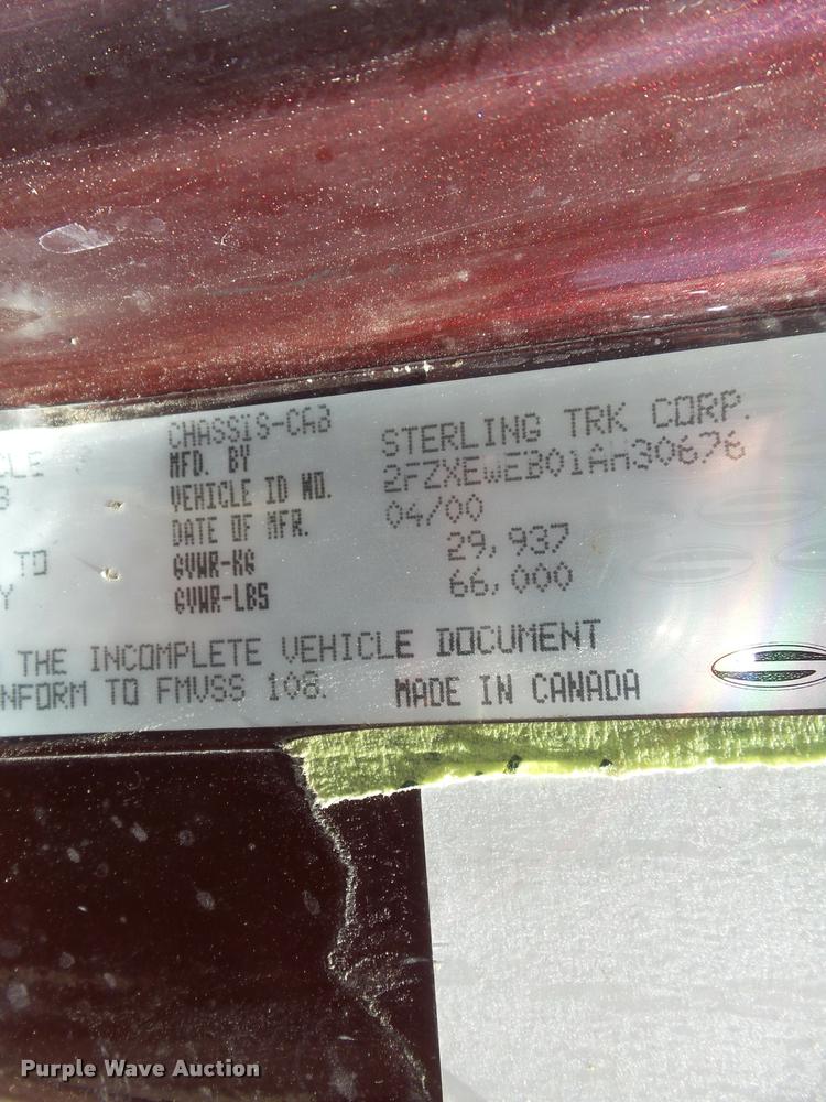 image for item DB1519 2001 Sterling L9500 dump truck