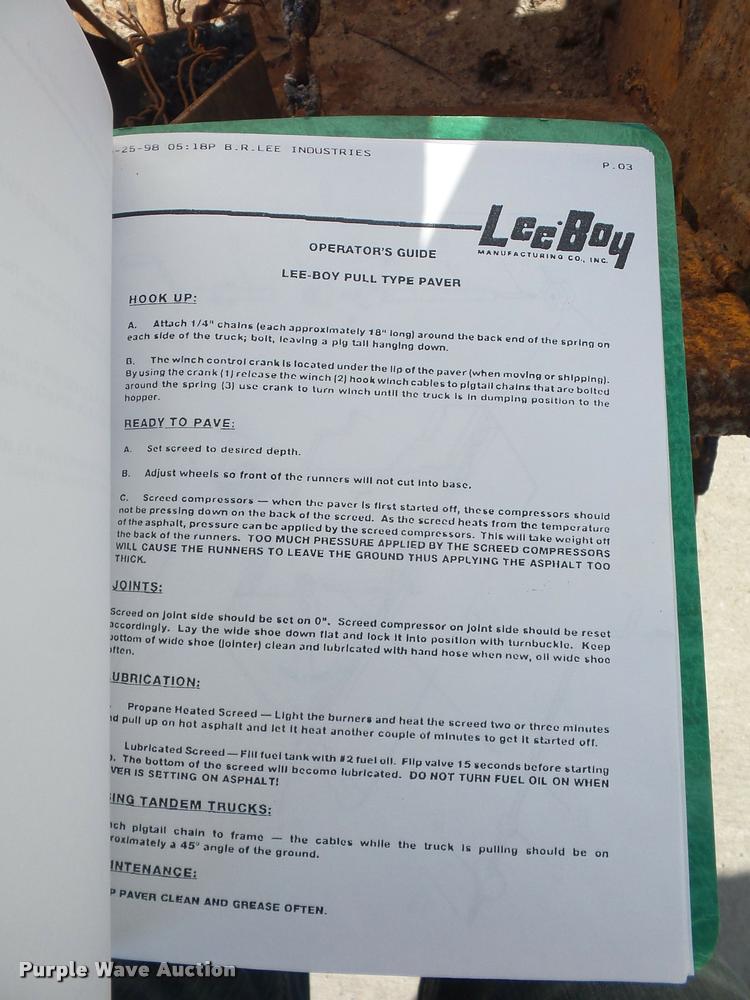 image for item DD9255 LeeBoy paver