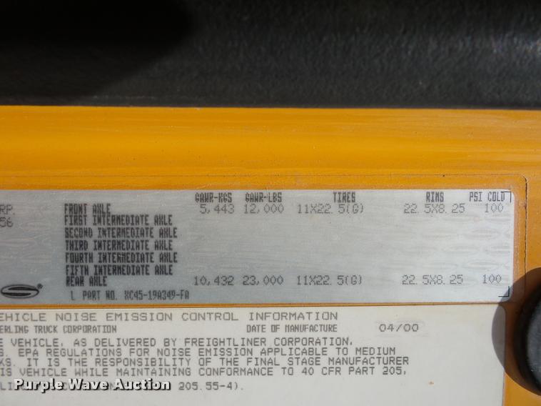 image for item DD9334 2001 Sterling M7500 Acterra jetter truck