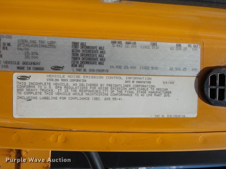 image for item DD9334 2001 Sterling M7500 Acterra jetter truck