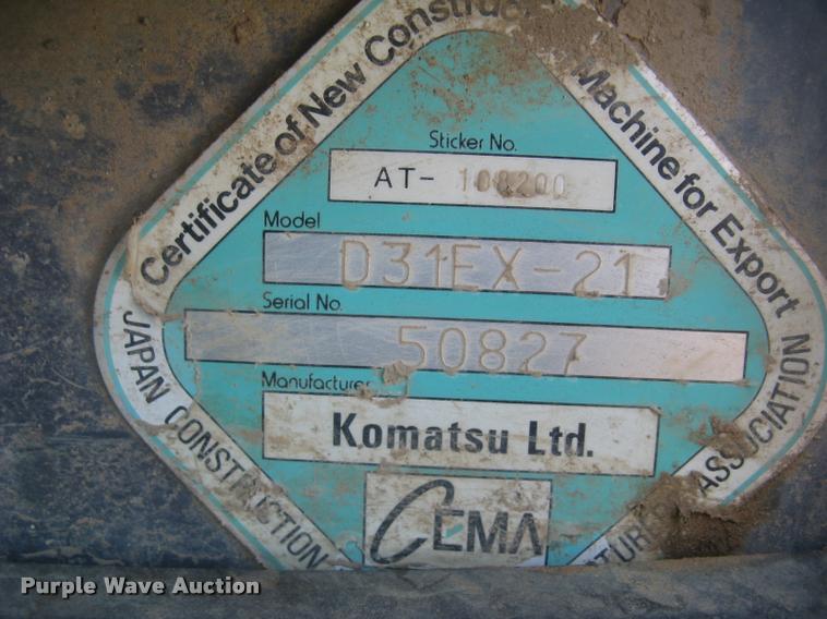 image for item L2386 2009 Komatsu D31EX KOMSTAT II dozer