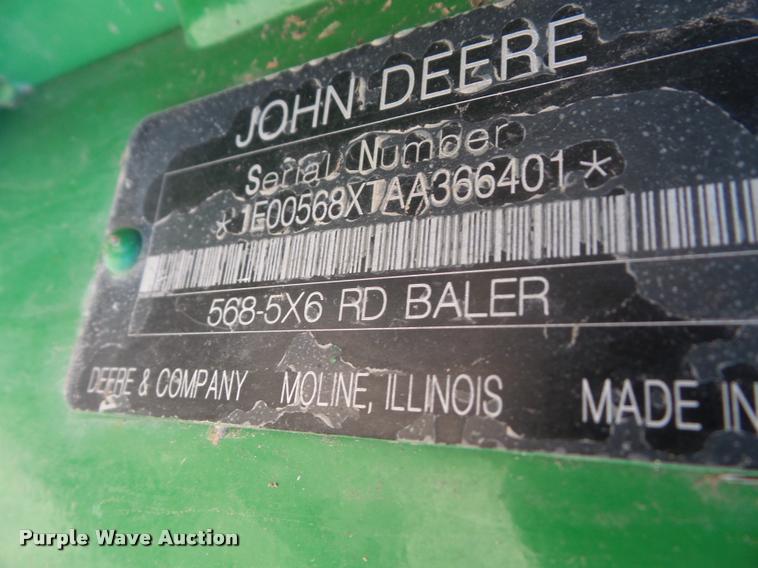 image for item F1996 2010 John Deere 568 Mega Wide Plus round baler
