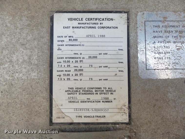 image for item DA0645 1988 East Hi-Boy flatbed trailer