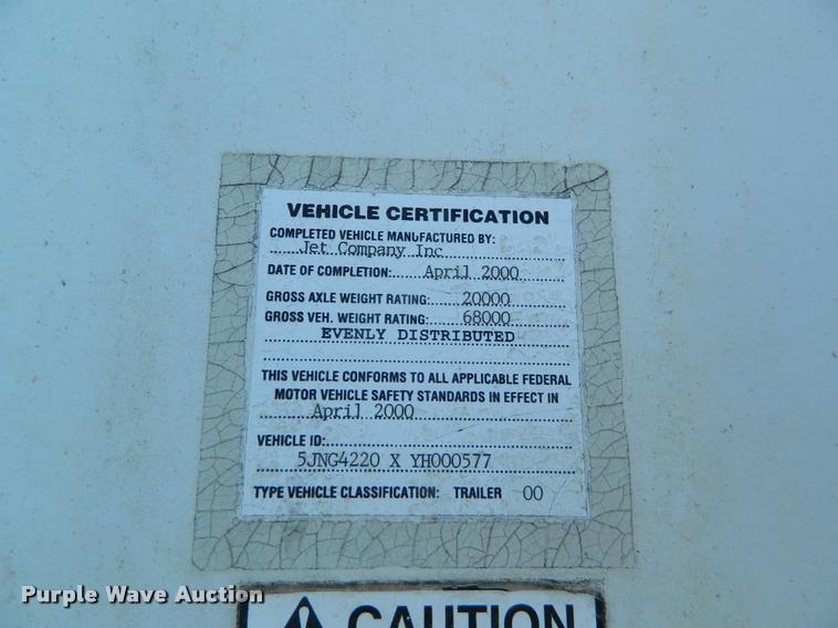 image for item K2572 2000 Jetco double hopper grain trailer