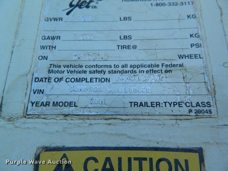image for item K2573 2001 Jetco double hopper grain trailer