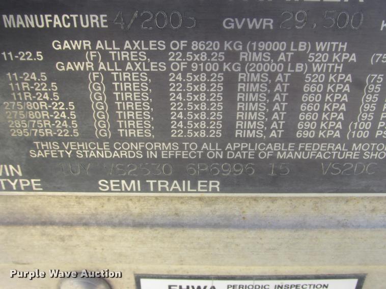 image for item K6151 2005 Utility dry van trailer