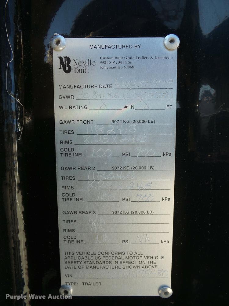 image for item L4521 2010 Neville Built double hopper grain trailer