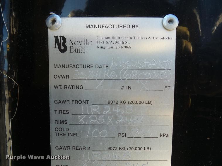 image for item L4521 2010 Neville Built double hopper grain trailer