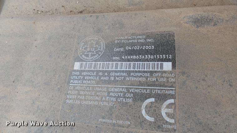 image for item DQ9216 2003 Polaris 1500 utility vehicle