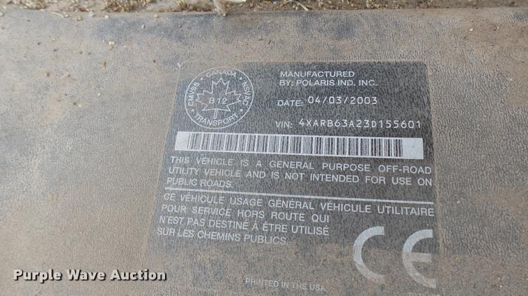 image for item DQ9217 2003 Polaris 1500 utility vehicle