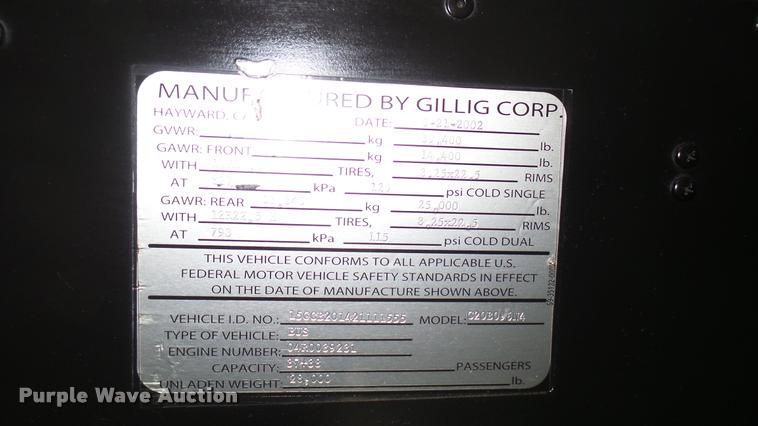 image for item L2405 2002 Gillig C20B096N4 transit bus