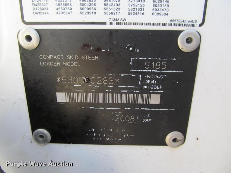 image for item J2537 2008 Bobcat S185 skid steer