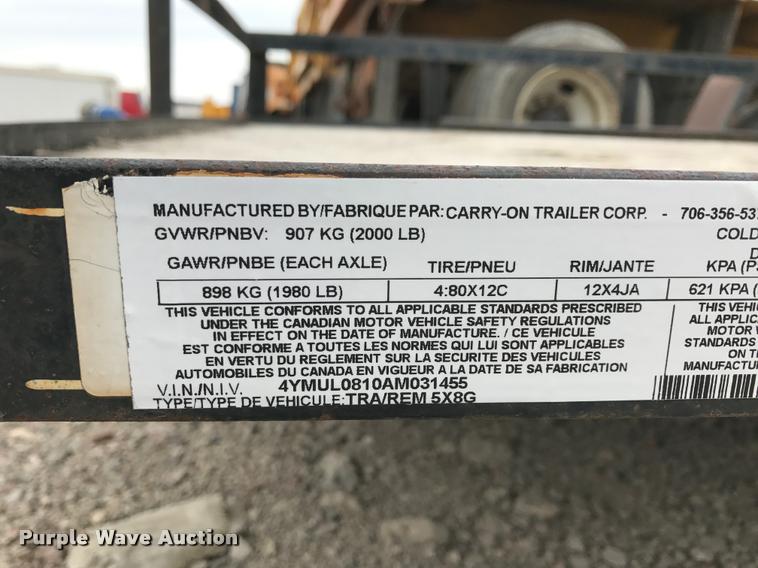 image for item K3820 2010 Carry On utility trailer