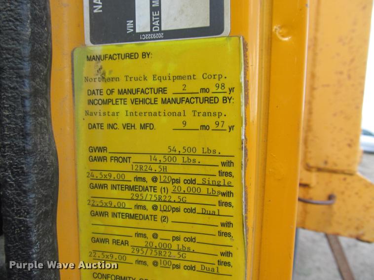 image for item K3898 1998 International 2554 dump truck