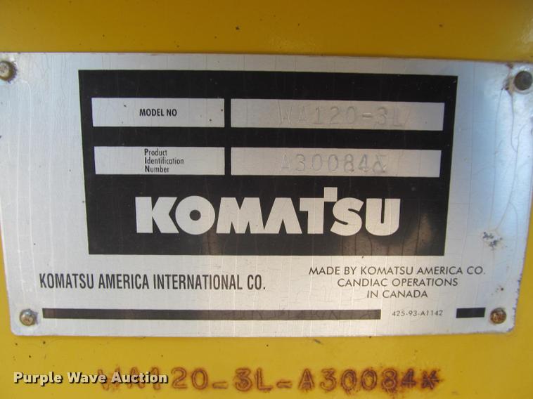 image for item K3957 1999 Komatsu WA120 wheel loader