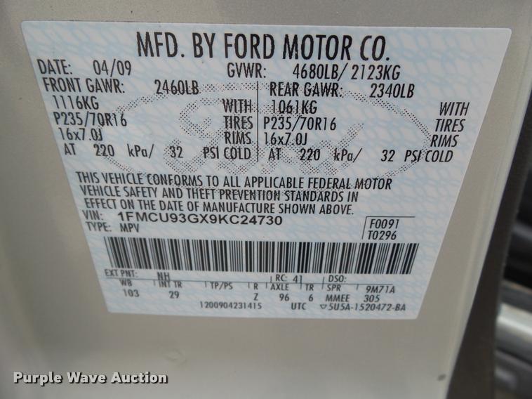 image for item CB9991 2009 Ford Escape XLT SUV