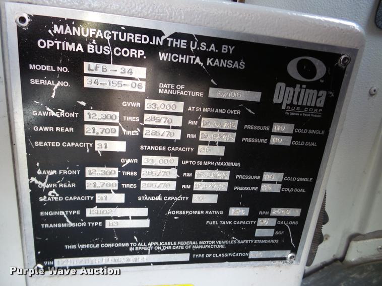 image for item DA1900 2006 Optima LFB-34 transit bus