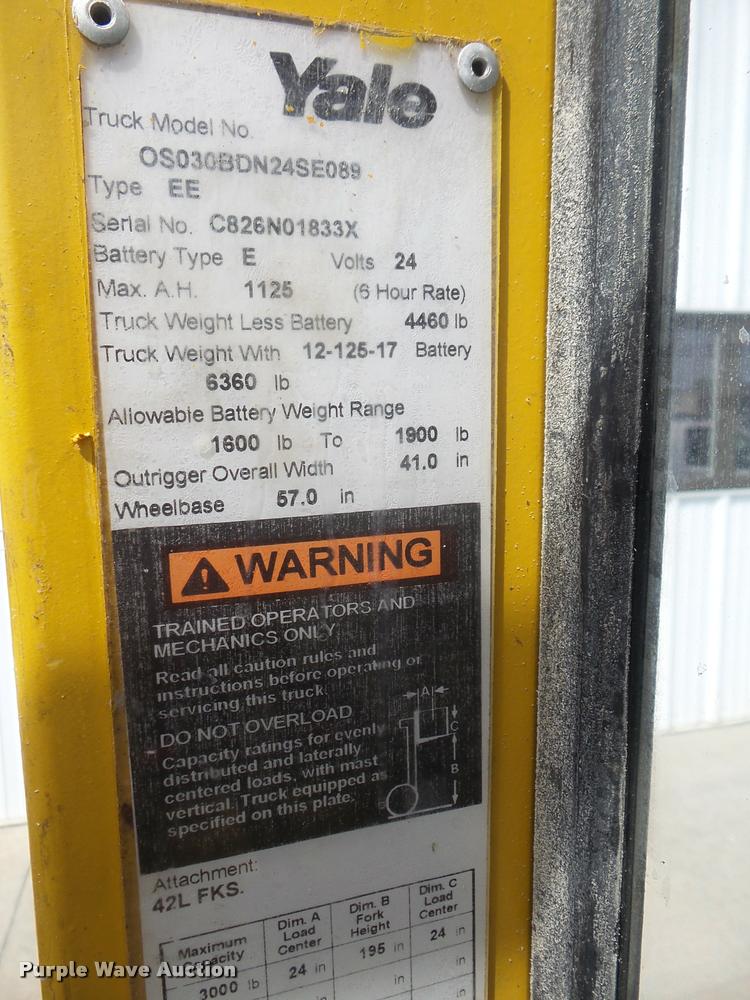 image for item DA8103 Yale C826N01833X forklift