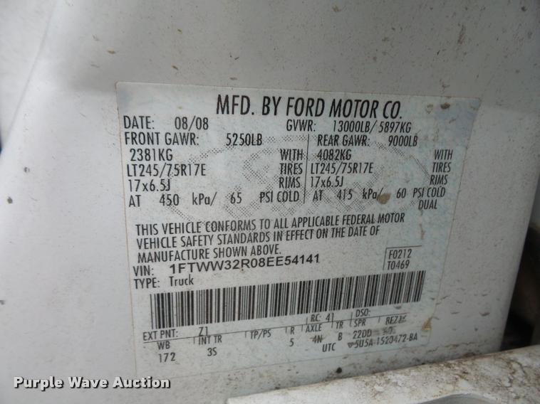 image for item DA8138 2008 Ford F350 Super Duty Crew Cab flatbed pickup truck