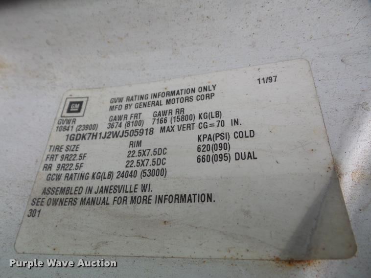 image for item DA8139 1998 GMC C6500 box truck