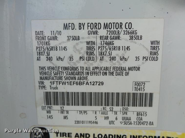 image for item DB0187 2011 Ford F150 XLT Oklahoma Edition SuperCrew pickup truck