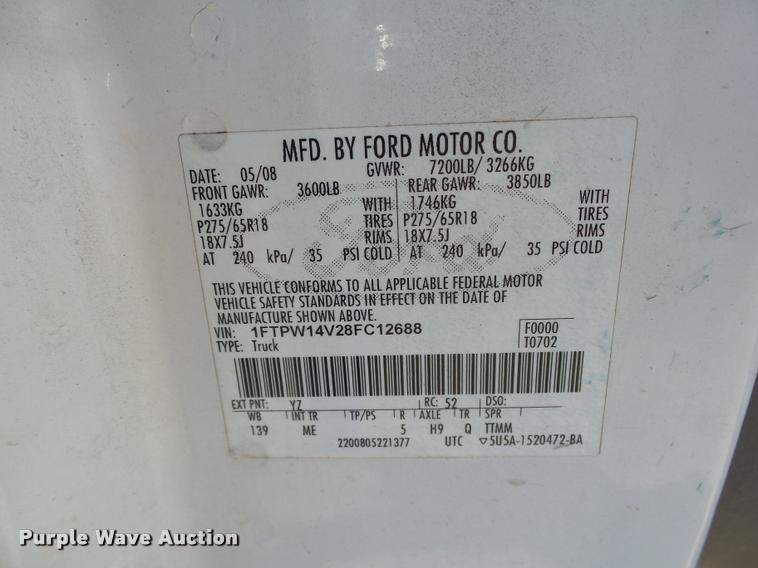 image for item DB0193 2008 Ford F150 XLT SuperCrew pickup truck