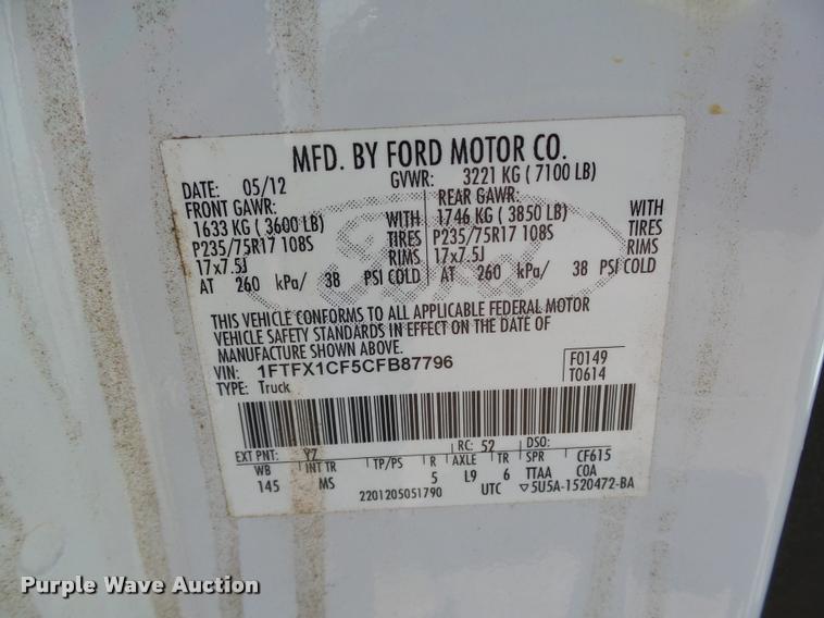 image for item DB0194 2012 Ford F150 XLT SuperCab pickup truck