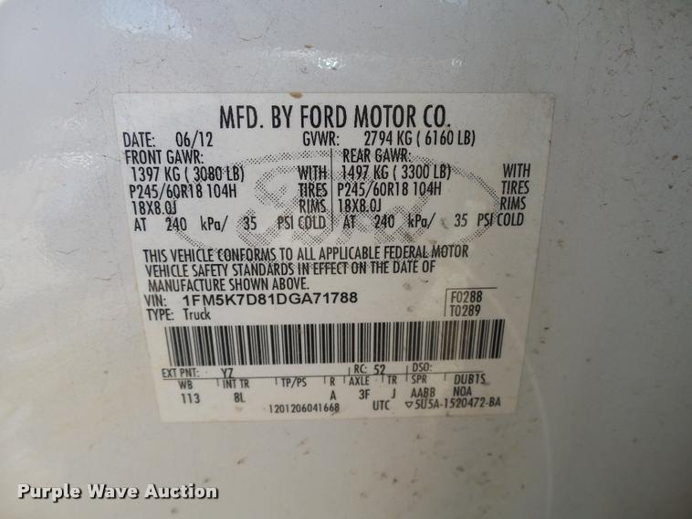 image for item DB0196 2013 Ford Explorer XLT SUV
