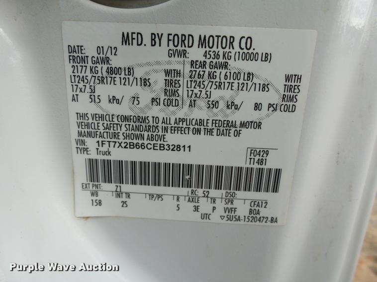 image for item DB0201 2012 Ford F250 Super Duty XLT SuperCab pickup truck