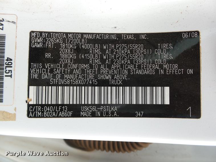 image for item DB0245 2008 Toyota Tundra Limited CrewMax pickup truck