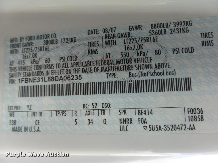 image for item DB2535 2008 Ford E350 Super Duty XL van