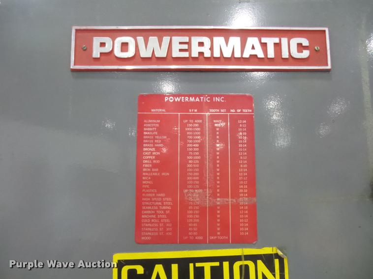 image for item DD9385 Powermatic bandsaw