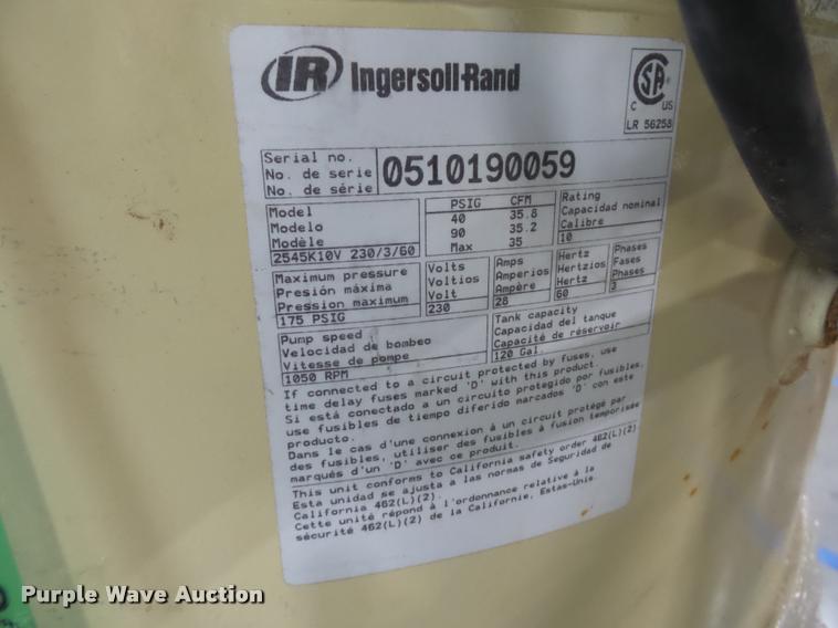 image for item DD9393 Ingersoll Rand 2545 air compressor